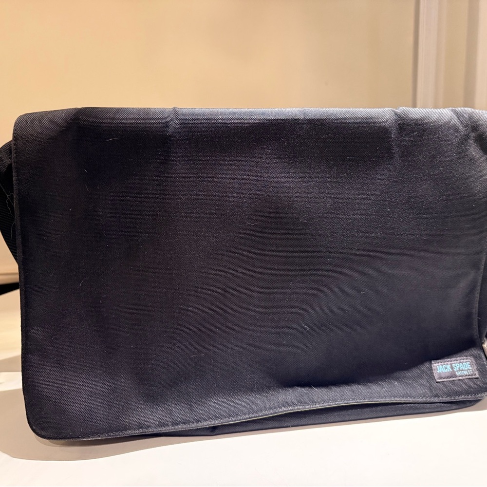 Jack Spade Greene St.Messenger Bag in Black canvas with Olive Green interior